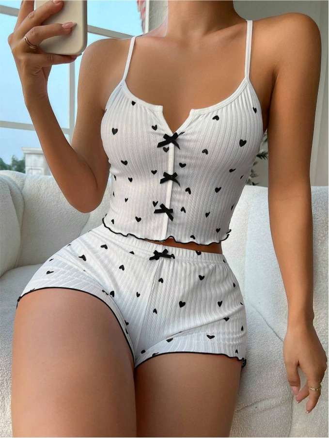 RR KALPLİ BEYAZ ŞORT VE İP ASKILI 2'Lİ TAKIM S18