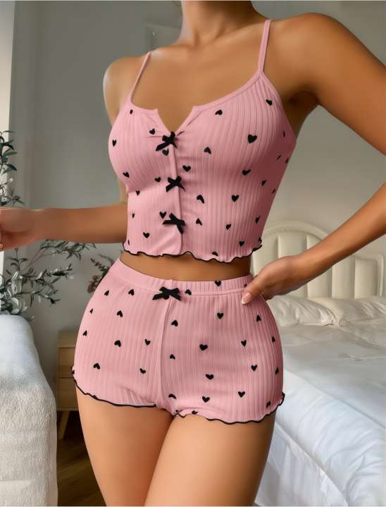 RR KALPLİ PEMBE ŞORT VE İP ASKILI 2'Lİ TAKIM S17