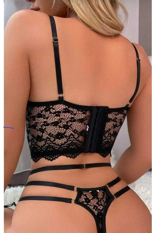 Seksi Siyah Büstiyerli Takım 8406-1