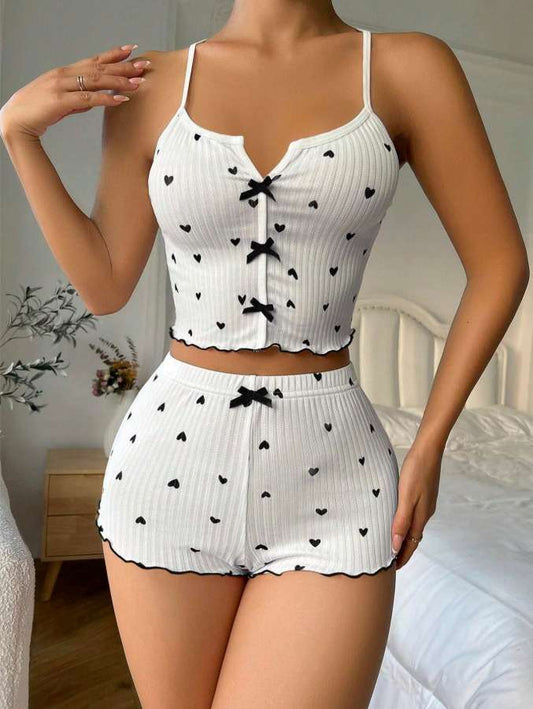 RR KALPLİ BEYAZ ŞORT VE İP ASKILI 2'Lİ TAKIM S18
